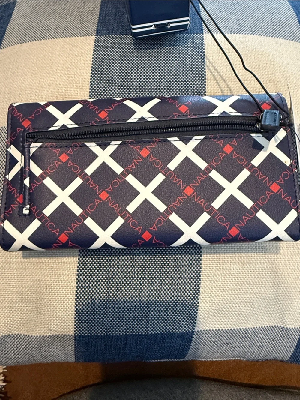 Nautica Navy, White & Red Men's Wallet with Geometric Print